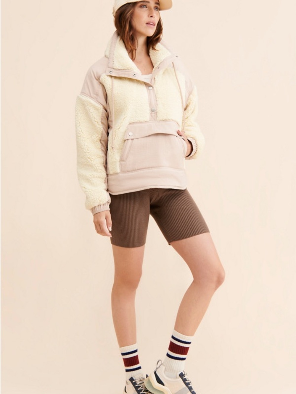 Anthropologie Daily Practice Coleman Sherpa Jacket Cozy Cream Pullover